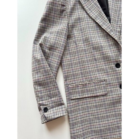 ZARA Grey Brown Check Single Breasted Oversized Boxy Blazer Suit Jacket, Size S - Picture 7 of 14